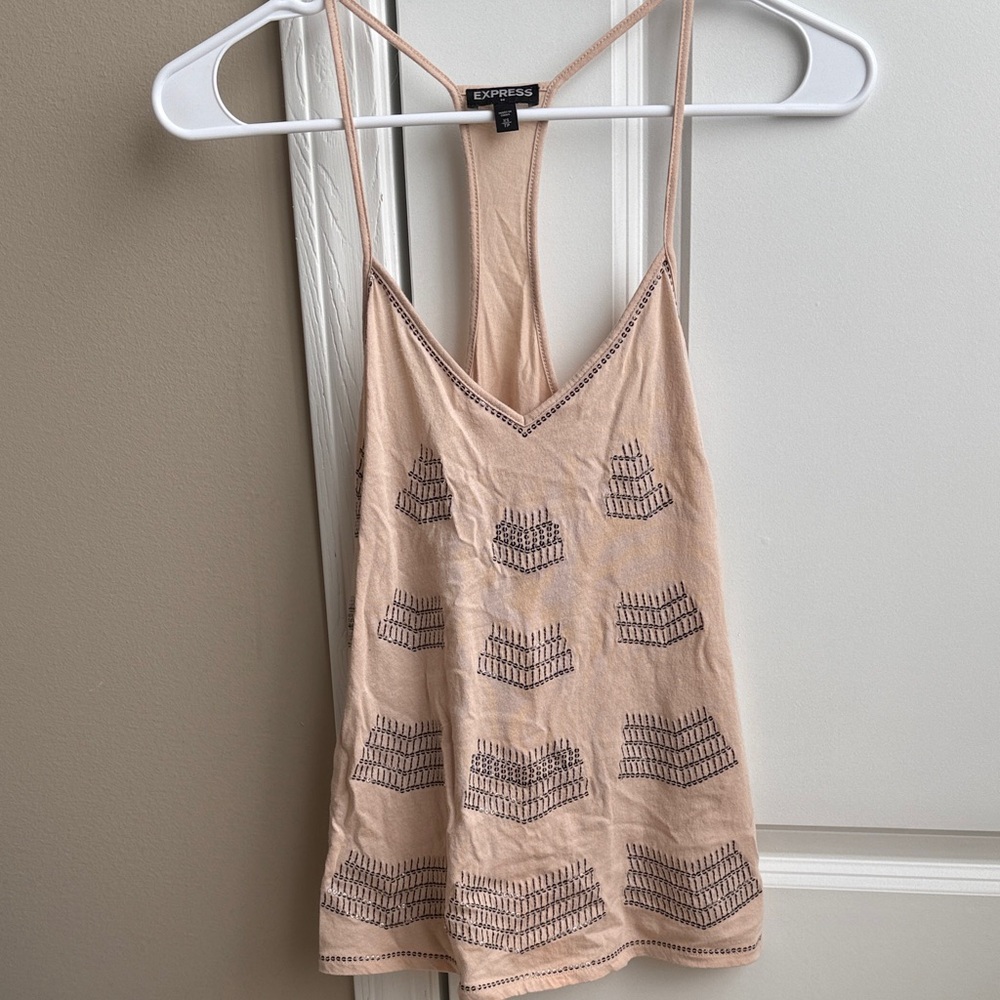 Express Women's Beige Camisole with Black Detailing